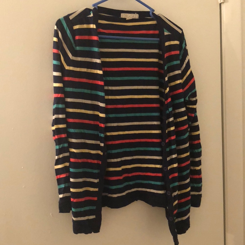Rainbow Striped Comfy Cardigan Sz Juniors L